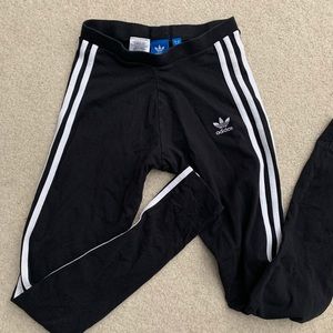 Black adidas leggings - white stripes on side